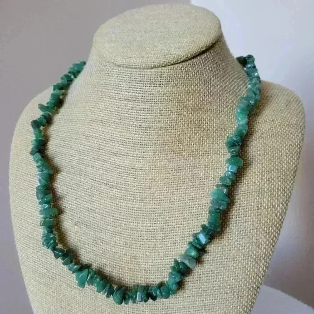 Green Stone Necklace, 28in